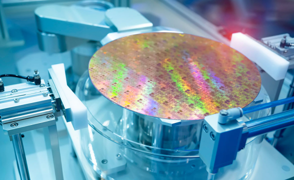 Eine Waferplatte für die Produktion von Mikrochips