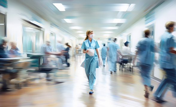Ärztin im Krankenhausumfeld