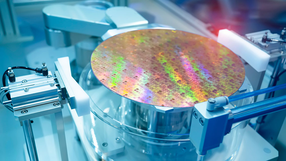 Eine Waferplatte für die Produktion von Mikrochips