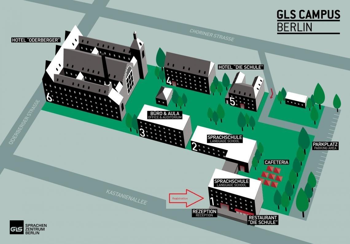 GLS Campus Plan mit Eingang