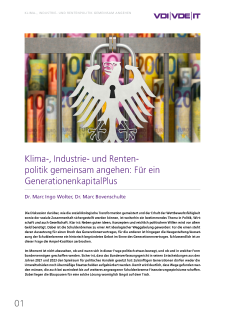 Titelseite des Positionspapiers "Klima-, Industrie- und Rentenpolitik gemeinsam angehen: Für ein GenerationenkapitalPlus"