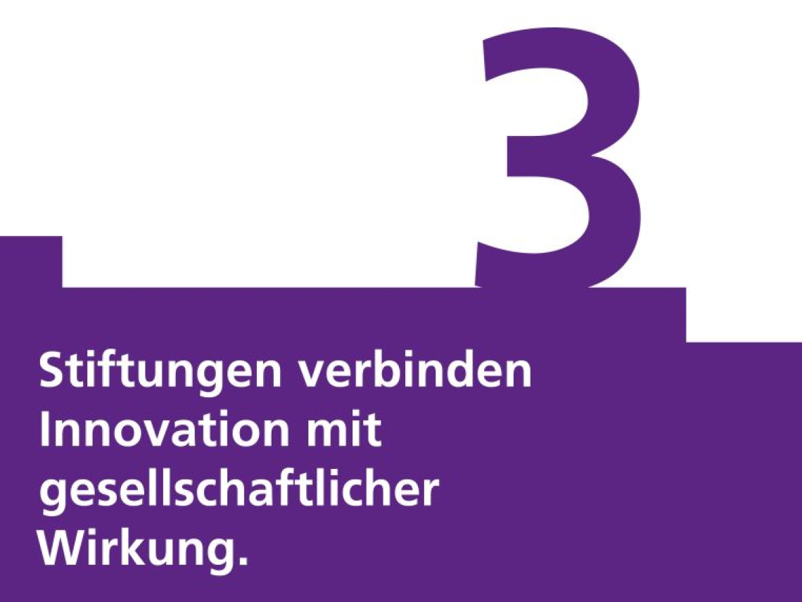 Grafik mit der Aufschrift: "Stiftungen verbinden Innovationen mit gesellschaftlicher Wirkung."