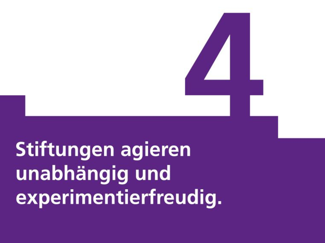 Grafik mit der Aufschrift: "Stiftungen agieren unabhängig und experimentierfreudig."