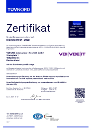 Zertifikat ISO 27001 - Informationssicherheit