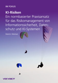 Bild zeigt drei Gleitschirmflieger vor lila Hintergrund und den Titel der Publikation