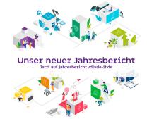 Illustrative Abbildung mit mehreren Würfeln und Figuren.